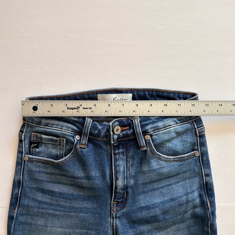 Kancan Womens Jeans 5/26 Blue Audrina Mid Rise Ankle Skinny Jeans Fringe‎ Y2K - Picture 11 of 14